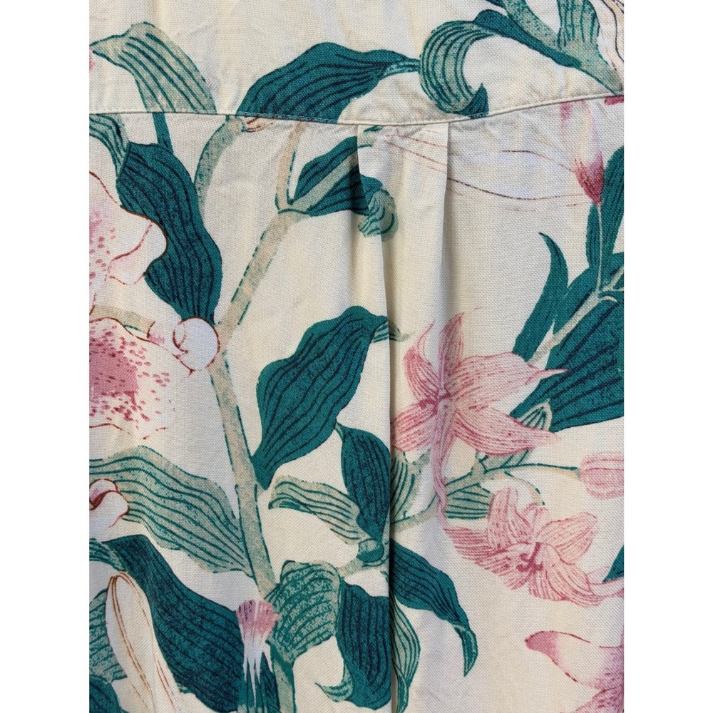 Ann Taylor Factory Tropical‎ Floral Romper Cream Pink Green Size 0 Button Front - Picture 10 of 10